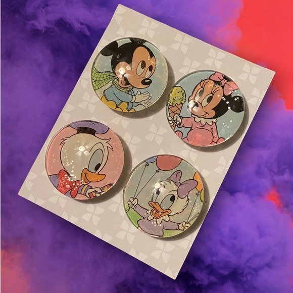 Set/4 𝑯𝒂𝒏𝒅𝒎𝒂𝒅𝒆 Disney Baby Magnets Cabochons Gift! - Picture 8 of 16